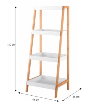 Elegantný regál REGO 2 krásne oživí a dozdobí každú domácnosť. Rozmery regálu sú (ŠxHxV): 44x36x110 cm. Vďaka neutrálnej farebnej kombinácie bielej a prírodnej sa hodí do akejkoľvek miestnosti. Na výrobu boli použité kvalitné materiály MDF a bambus. Regál tvoria štyri police. Umožňuje vystavenie…