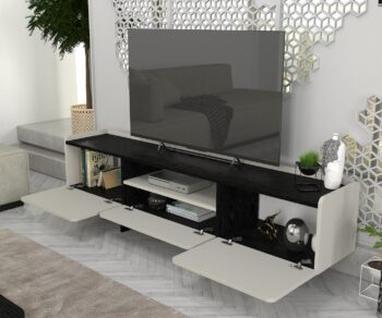 Televízny stolík REGANObohaťte svoju obývačku moderným a praktickým televíznym stolíkom REGAN. Tento elegantný nábytok je navrhnutý tak, aby spĺňal všetky vaše požiadavky na funkčnosť a štýl.Špecifikácia produktu:Názov produktu: REGANTyp tovaru: televízny stolíkVhodné do miestnosti: obývacia izbaMateriál: LTDRozmer: 183,6 x 49,2 x 37,5 cmFarba: čierna + béžováVybavenie: skrinky a odkladacie policePočet dvierok: 3Hrúbka materiálu: 18 mmDodatočné informácie: Dodávame v demonteTelevízny stolík REGAN ponúka dostatok úložného priestoru vďaka trom dvierkam, za ktorými sa nachádzajú praktické skrinky, a odkladacím policam pre vaše elektronické zariadenia a dekorácie. Vyrobený z kvalitného materiálu LTD s hrúbkou 18 mm, zaisťuje tento stolík pevnosť a dlhú životnosť. Kombinácia čiernej a béžovej farby pridáva vašej obývačke moderný a sofistikovaný vzhľad.Vďaka jednoduchej montáži, ktorú umožňuje dodanie v demontovanom stave, si môžete svoj nový televízny stolík užívať behom chvíľky. Získajte televízny stolík REGAN a vylepšite svoju obývačku štýlovým a funkčným doplnkom!
