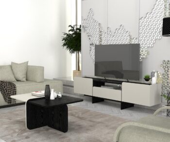 Televízny stolík REGANObohaťte svoju obývačku moderným a praktickým televíznym stolíkom REGAN. Tento elegantný nábytok je navrhnutý tak, aby spĺňal všetky vaše požiadavky na funkčnosť a štýl.Špecifikácia produktu:Názov produktu: REGANTyp tovaru: televízny stolíkVhodné do miestnosti: obývacia izbaMateriál: LTDRozmer: 183,6 x 49,2 x 37,5 cmFarba: čierna + béžováVybavenie: skrinky a odkladacie policePočet dvierok: 3Hrúbka materiálu: 18 mmDodatočné informácie: Dodávame v demonteTelevízny stolík REGAN ponúka dostatok úložného priestoru vďaka trom dvierkam, za ktorými sa nachádzajú praktické skrinky, a odkladacím policam pre vaše elektronické zariadenia a dekorácie. Vyrobený z kvalitného materiálu LTD s hrúbkou 18 mm, zaisťuje tento stolík pevnosť a dlhú životnosť. Kombinácia čiernej a béžovej farby pridáva vašej obývačke moderný a sofistikovaný vzhľad.Vďaka jednoduchej montáži, ktorú umožňuje dodanie v demontovanom stave, si môžete svoj nový televízny stolík užívať behom chvíľky. Získajte televízny stolík REGAN a vylepšite svoju obývačku štýlovým a funkčným doplnkom!