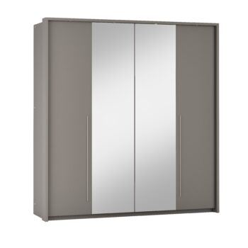 Moderná šatníková skriňa REMA 210 je unikátny nábytok v elegantnom prevedení.  Táto skriňa má výnimočné a netypické otváranie dverí (viď. obrázok) s využitím väčších nenápadných rukovätí v striebornej farbe. Zalomenie dverí využíva kvalitné kovanie HETTICH.Stabilná konštrukcia tvorí základ skrine. Dvere sú členené a  vyrobené z 4 častí. Stredové 2 časti majú zrkadlo. Skriňa je doplnená efektným osvetlením, ktoré je zahrnuté v cene.Skriňa REMA 210 je vyrobená v modernom dizajnovom prevedení vo farbe lava.  Svoje využitie nájde v spálni aj  inej miestnosti.  Ponúka dostatočný priestor na uloženie Vášho oblečenia. Úložný priestor je členený na poličkový a vešiakový. Po bokoch skrine sú z každej strany  4 poličky. Stredová časť obsahuje 2 vešiakové tyče.Skriňa je vyrobená z kvalitnej LTD dosky.Rozmery (š/v/h): 209 x 219 x 65 cmDodávame v demonte.
