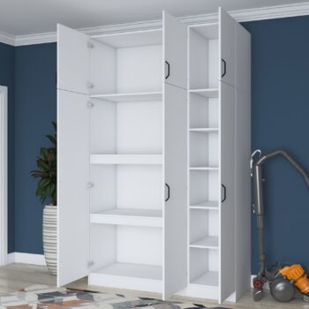 Šatníková skriňa REMOTE – Elegantné a priestranné riešenie pre vašu spálňuŠatníková skriňa REMOTE prináša kombináciu praktického usporiadania a moderného škandinávskeho štýlu. Vďaka bielemu prevedeniu a vysokému dizajnu je ideálnou voľbou pre každú spálňu, kde zaisťuje dostatok úložného priestoru a esteticky ladí s interiérom.Hlavné vlastnosti:Typ tovaru: šatníková skriňaRozmer: 239 x 145 x 55 cmFarba: bielaMateriál: melamín, VT laminátŠtýl: škandinávskyVzhľad: vysokáTvar: obdĺžnikovýPočet dverí: 6Počet políc: 6Dodatočné informácie: dodávame v demonte, možno pripevniť k steneŠatníková skriňa REMOTE je navrhnutá pre efektívnu organizáciu oblečenia a doplnkov. Obsahuje šesť dverí, za ktorými sa ukrýva šesť priestranných políc, ktoré umožňujú jednoduché usporiadanie odevov, posteľnej bielizne alebo iných nevyhnutností.Vysoko kvalitné materiály, ako je melamín a VT laminát, zaručujú odolnosť voči každodennému opotrebovaniu a jednoduchú údržbu. Vďaka možnosti pripevnenia k stene je skriňa stabilná a bezpečná, čo je ideálne pre rodiny s deťmi. Dodávame ju v demontovanom stave s priloženým návodom na zostavenie.Objednajte si šatníkovú skriňu REMOTE ešte dnes a vytvorte si organizovaný a štýlový priestor vo svojej spálni!