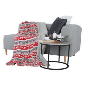 KONDELA Renife obojstranná baránková deka 150x200 cm sivá / biela / vzor – Obrázok 6