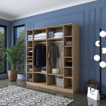 Šatníková skriňa RETOR – vysoká elegancia a praktickosť pre vašu spálňuŠatníková skriňa RETOR je perfektným riešením pre organizáciu vášho oblečenia a doplnkov. Jej dizajn v kombinácii bielej farby a dekoru orecha prináša do spálne moderný a sofistikovaný vzhľad. Vďaka premyslenému usporiadaniu ponúka dostatok priestoru na všetko, čo potrebujete mať prehľadne uložené.Hlavné vlastnosti šatníkovej skrine RETOR:Materiál: melamín a VT laminát – kvalitný a odolný povrch, ktorý sa ľahko udržuje.Rozmery: 190,8 x 180 x 47,3 cm – vysoká a priestranná konštrukcia.Farba: kombinácia bielej a orecha, ktorá sa hodí do moderných aj klasických interiérov.Vybavenie:2 šatníkové tyče na zavesenie odevov.6 políc pre zložené oblečenie, doplnky alebo úložné boxy.Počet dverí: 6 – ľahký prístup ku všetkým častiam skrine.Tvar: obdĺžnikový – praktický dizajn pre maximálne využitie priestoru.Hrúbka materiálu: 18 mm – pevná a stabilná konštrukcia.Možnosť pripevnenia k stene pre vyššiu bezpečnosť a stabilitu.Dodávame v demontovanom stave s podrobným montážnym návodom.Šatníková skriňa RETOR je ideálna pre každú spálňu, kde oceníte dostatok úložného priestoru a moderný dizajn. Ponúka praktické riešenie na ukladanie odevov a zároveň skrášli váš interiér.Zvoľte šatníkovú skriňu RETOR – kombinácia štýlu, funkčnosti a elegancie pre váš domov!