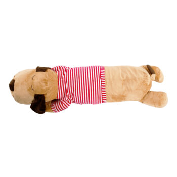 KONDELA Rexo Typ 3 plyšový psík 140 cm hnedá / červená – Obrázok 2