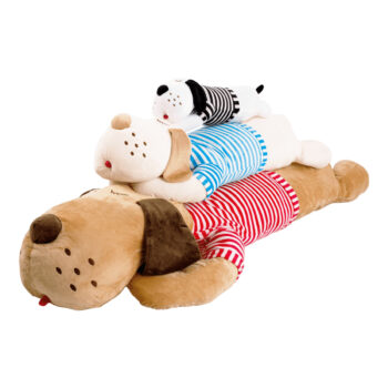 KONDELA Rexo Typ 3 plyšový psík 140 cm hnedá / červená – Obrázok 5