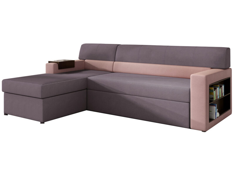 NABBI Rieti L rohová sedačka s rozkladom a úložným priestorom fialová / ružová Moderná rohová sedačka RIETI L je vyrobená v prevedení L a je možné ju umiestniť do menších obývacích izieb alebo na zariadenie študentskej izby. Sedačka je celočalúnená látkou vo farebnom prevedení fialová (Soro 65) / ružová (Soro 61), no je dostupná aj v iných prevedeniach a tak si viete sedačku…