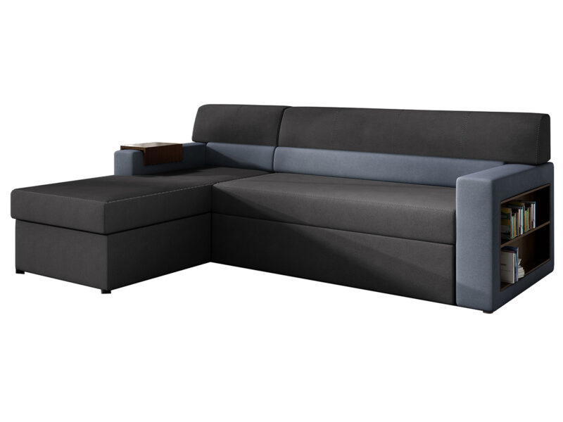 NABBI Rieti L rohová sedačka s rozkladom a úložným priestorom tmavosivá / modrá Moderná rohová sedačka RIETI L je vyrobená v prevedení L a je možné ju umiestniť do menších obývacích izieb alebo na zariadenie študentskej izby. Sedačka je celočalúnená látkou vo farebnom prevedení tmavosivá (Soro 95) / modrá (Soro 76), no je dostupná aj v iných prevedeniach a tak si viete sedačku…