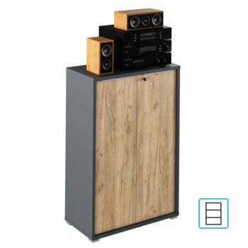S dvojdverovou kancelárskou skrinkou so zámkom RIOMA NEW TYP 09 nikdy nebudete mať núdzu o úložný priestor. Jej rozmery sú (ŠxHxV): 75x38x112,2 cm. Vo vnútri sa nachádzajú dve police. Tajné dokumenty a to, čo musí zostať skryté, môžete uzavrieť pod zámok, ktorým skrinka disponuje. Zhotovená je…