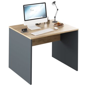 S písacím stolom RIOMA NEW TYP 12 Vám pôjde práca od ruky. Jeho rozmery sú (ŠxHxV): 100x80x76 cm, poskytne teda dostatok pracovnej plochy. Zhotovený je z kvalitnej laminovanej DTD (drevotriesková doska) o hrúbke korpusu 22 mm, v nadčasovom farebnom prevedení grafit / dub artisan. Stôl je dodávaný…