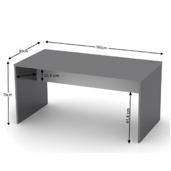 S písacím stolom RIOMA NEW TYP 16 Vám pôjde práca od ruky. Jeho rozmery sú (ŠxHxV): 160x80x76 cm, poskytuje teda množstvo pracovnej plochy. Zhotovený je z kvalitnej laminovanej DTD (drevotriesková doska) o hrúbke korpusu 16 a 22 mm, v nadčasovom farebnom prevedení grafit / biela. Stôl je dodávaný…