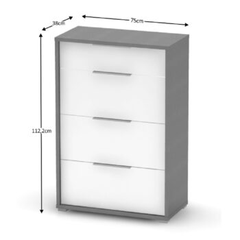 So zásuvkovou komodou RIOMA NEW TYP 22 nikdy nebudete mať núdzu o úložný priestor. Jej rozmery sú (ŠxHxV): 75x38x112,2 cm a jej štyri zásuvky poskytujú množstvo úložného priestoru. Zhotovená je z kvalitnej laminovanej DTD (drevotriesková doska) o hrúbke predných dosiek 16 mm a korpusu 22 mm,…