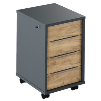 S kontajnerom na kolieskach a so zámkom RIOMA NEW TYP 30 nikdy nebudete mať núdzu o úložný priestor. Jeho rozmery sú (ŠxHxV): 43x48x66,7 cm a pozostáva zo štyroch šuplíkov. Tajné dokumenty a to, čo musí zostať skryté, môžete uzavrieť pod zámok, ktorým kontajner disponuje. Stojí na kolieskach, vďaka…