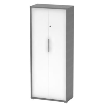 S dvojdverovou šatníkovou skriňou so zámkom RIOMA NEW TYP 31 nikdy nebudete mať núdzu o úložný priestor. Jej rozmery sú (ŠxHxV): 75x38x182,6 cm a vnútri ukrýva vešiakovú i policovú časť. Nad vešiakovou tyčou sa nachádza jedna polica. Policová časť je rozdelená na štyri úložné priestory. Vaše…