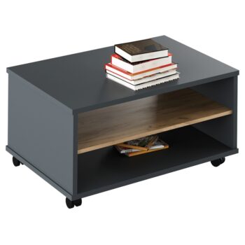 Konferenčný stolík RIOMA NEW TYP 32 na kolieskach Vám bude skvelým pomocníkom v kancelárii. Jeho rozmery sú (ŠxHxV): 90x60x45,2 cm, poskytuje dostatok úložného priestoru. Stojí na kolieskach, vďaka čomu sa s ním výborne a jednoducho manipuluje. Zhotovený je z kvalitnej laminovanej DTD …