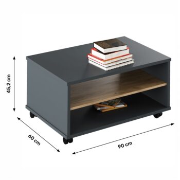 Konferenčný stolík RIOMA NEW TYP 32 na kolieskach Vám bude skvelým pomocníkom v kancelárii. Jeho rozmery sú (ŠxHxV): 90x60x45,2 cm, poskytuje dostatok úložného priestoru. Stojí na kolieskach, vďaka čomu sa s ním výborne a jednoducho manipuluje. Zhotovený je z kvalitnej laminovanej DTD …