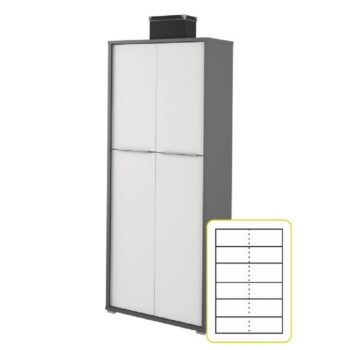 S policovou skriňou RIOMA NEW TYP 7 nikdy nebudete mať núdzu o úložný priestor. Jej rozmery sú (ŠxHxV): 75x38x182,6 cm. Vo vnútri sa nachádza päť políc. Zhotovená je z kvalitnej laminovanej DTD (drevotriesková doska) o hrúbke predných dosiek 16 mm a korpusu 22 mm, v nadčasovom farebnom prevedení…