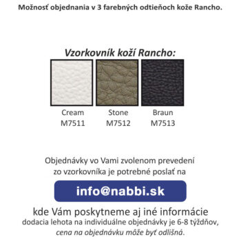 Sedacia súprava bez taburetu nie je to pravé. Oni jednoducho patria k sebe. Práve preto Vám ponúkame taburet RIVER. Pohodlie a luxus sú jeho najlepší priatelia. Potiahnutý je kožou Rancho, najexkluzívnejším materiálom dnešnej doby. Prečnieva spomedzi ostatných taburetov svojou veľkosťou (ŠxHxV):…