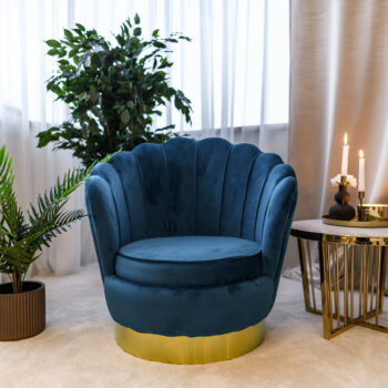 Predstavujeme vám dizajnové otočné kreslo Rolio v elegantnej modrej farbe Velvet so zlatými detailmi, ktoré je ideálnym doplnkom pre váš interiér. Toto kreslo od značky KONDELA kombinuje moderný vzhľad s klasickým štýlom, čím prináša do vašej obývačky alebo kancelárie nádych luxusu a pohodlia.