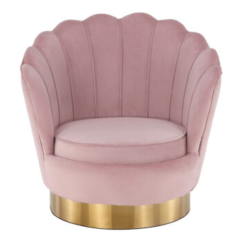 KONDELA Rolio dizajnové otočné kreslo svetloružová (Velvet) / zlatá – Obrázok 2