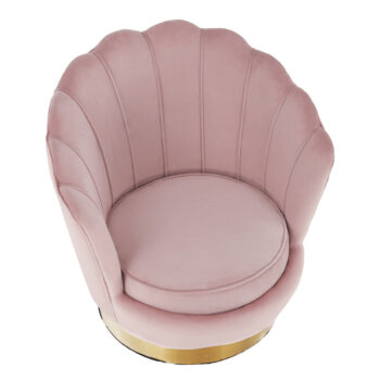 KONDELA Rolio dizajnové otočné kreslo svetloružová (Velvet) / zlatá – Obrázok 5