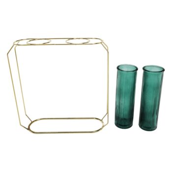 KONDELA Rosein Typ 2 sklenená váza smaragdová / zlatá – Obrázok 5