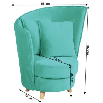 KONDELA Round dizajnové kreslo neo mint (Velvet) / dub – Obrázok 5