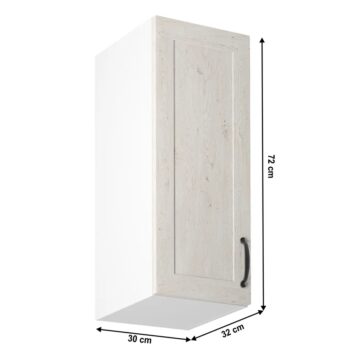 Horná kuchynská skrinka ROYAL G30 L je jednodverová skrinka, ktorú možno kombinovať s ostatnými prvkami z modelovej rady Royal. Rozmery skrinky sú (ŠxHxV): 30x32x72 cm. Systém Royal je elegantná sektorová kuchynská zostava vyrobená v anglickom štýle, ktorú si môžete vyskladať…