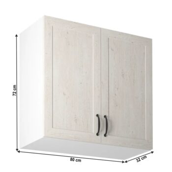 Horná kuchynská skrinka ROYAL G80 je dvojdverová skrinka, ktorú možno kombinovať s ostatnými prvkami z modelovej rady Royal. Rozmery skrinky sú (ŠxHxV): 80x32x72 cm. Systém Royal je elegantná sektorová kuchynská zostava vyrobená v anglickom štýle, ktorú si môžete vyskladať podľa Vašich potrieb…