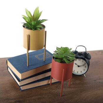 KONDELA Rozel kovový kvetináč (2 ks) červená / žltá – Obrázok 5