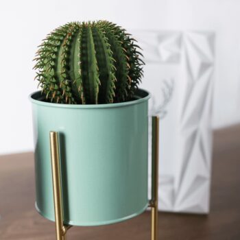 KONDELA Rozel kovový kvetináč (2 ks) modrá / neo mint / zlatá – Obrázok 8