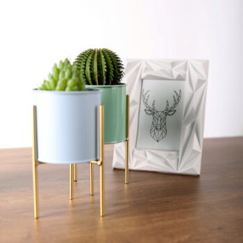 KONDELA Rozel kovový kvetináč (2 ks) modrá / neo mint / zlatá – Obrázok 9