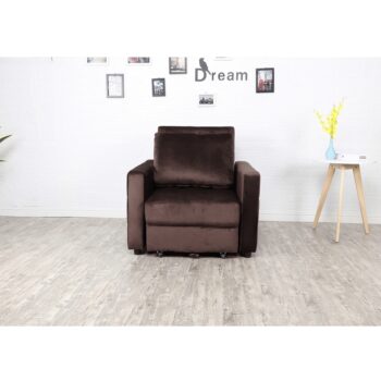 Oddych po celom namáhavom dni si doprajete v rozkladacom kresla PECHRO. Rozmery kresla sú (ŠxHxV): 85x96x84 cm, pričom po rozložení ponúka plochu na spanie (ŠxHxV): 60x190x41,5 cm. Výška sedu je 41,5 cm a hĺbka sedu je 50 cm. Čalúnené je jemnou Velvet látkou v prevedení farby čokoládová.…