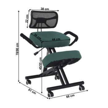 KONDELA Rufus ergonomická kľakačka na kolieskach zelená / čierna - Image 2