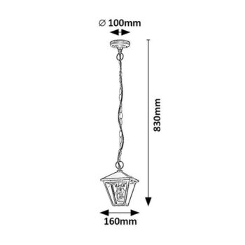 Rabalux 7149 vonkajší závesný lampáš Paravento, antracit