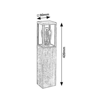 Rabalux 7196 vonkajší nízky stĺpik lampáš s drevenými prvkami Wales