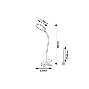 Rabalux 74199 stolná LED lampa s klipom Marcin, čierna