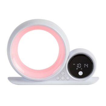 Rabalux 76109 dekoratívna stolná lampa Wakeway, s reproduktorom, RGB, hodinami a budíkom