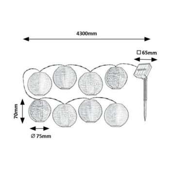 Rabalux 77048 solárna LED reťaz s 8 papierovými balónmi Titu