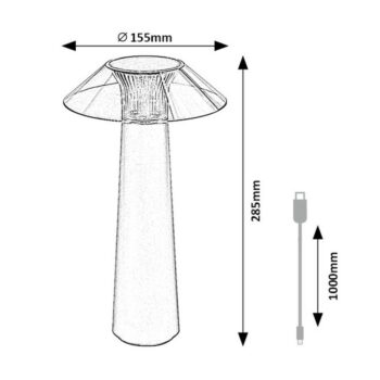 Rabalux 77062 stolná LED lampa s USB dobíjaním Assen
