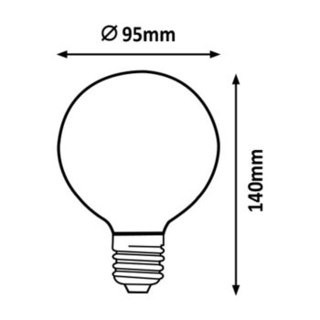 Rabalux Dekoratívna LED filament žiarovka s točeným vláknom, jantárová, E27, G95, 4W, 350lm, 2200K, 20000h.