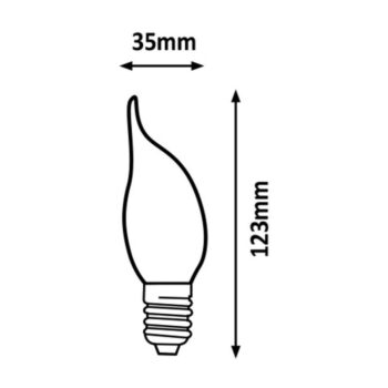 Rabalux Dekoratívna LED filament žiarovka s točeným vláknom sviečkového tvaru, jantárová, E14, C35, 2,5W, 2200lm, 2000K, 20000h.