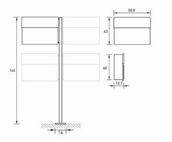 Radius design cologne Schránka na listy RADIUS DESIGN (LETTERMANN XXL 2 STANDING red 568R) červená