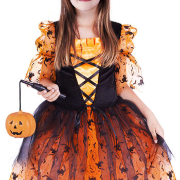 Rappa Detský kostým oranžová Čarodejnica/Halloween