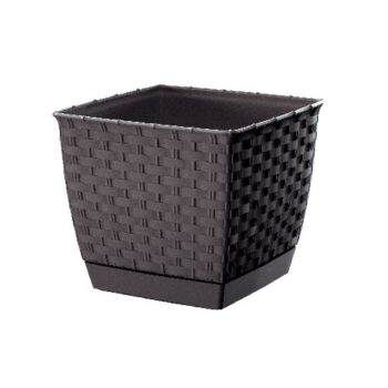Ratolla Square kvetináč s miskou antracit 25 cm, 25 cm