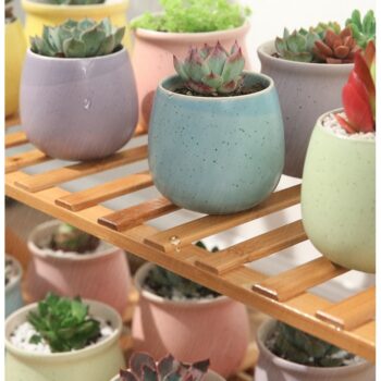 Rebríkový bambusový stojan na kvety – 4 praktické police