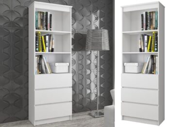 Regál CLAUDY60: Pridaná hodnota pre váš interiér Objavte krásu a funkčnosť s CLAUDY60, elegantným regálom, ideálnym pre obývaciu izbu,  kanceláriu alebo pracovňu. Tento výnimočný nábytkový kúsok spája dizajn s praktickosťou, stáva sa tak nevyhnutným doplnkom každého moderného domova. Vyrobené z vysoko kvalitného materiálu LTD, CLAUDY60 je zárukou odolnosti a dlhej životnosti. V čisto bielej farbe prináša svetlo a vzdušnosť do vášho priestoru, čo je ideálne pre menšie miestnosti alebo na dosiahnutie minimalistického vzhľadu.  Rozmery: 180 x 60 x 35 cm Počet políc: 3, ktoré poskytujú dostatok priestoru pre vaše knihy alebo dekorácie. Vybavenie: 3 zásuvky< /strong> ponúka skvelý úložný priestor pre drobnejšie predmety, zatiaľ čo police umožňujú jednoduchú organizáciu vašich obľúbených kúskov.  Moderný, elegantný a nadčasový – to je CLAUDY60. Urobte svoj domov ešte útulnejším s týmto dokonalým regálom!