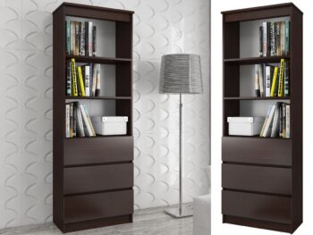 Regál CLAUDY60: Elegancia vo farbe wenge Poznáte ten pocit, keď narazíte na kúsok nábytku, ktorý je dokonalou kombináciou funkčnosti a estetiky? Predstavujeme vám CLAUDY60, regál určený pre tých, ktorí si cenia štýl a kvalitu. Jeho miestom je obývacia izba, kancelária aj pracovňa. Regál je vyrobený z prvotriedneho materiálu LTD, ktorý zaručuje jeho dlhú životnosť. Tmavá a hlboká farba wenge dodáva tomuto regálu sofistikovaný vzhľad, ktorý dodá vášmu interiéru šmrnc.  Rozmery: 180 x 60 x 35 cm< /li> Počet políc: 3, ideálny pre organizáciu vašich obľúbených kníh alebo dekorácií. Vybavenie: 3 zásuvky ponúka praktický úložný priestor pre vaše drobnosti, zatiaľ čo police umožňujú ľahké usporiadanie väčších predmetov.  Dajte svojim priestorom dotyk luxusu s regálom CLAUDY60, ktorý je symbolom kvality a nadčasovej elegancie!
