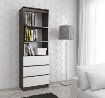 CLAUDY60 Regál: Elegantné spojenie wenge a bielej  Predstavujeme CLAUDY60 – regál, ktorý kombinuje temné tóny wenge s čistotou bielej farby. Tento nábytkový kúsok je ideálny pre moderné obývacie izby, kancelárie i pracovne, kde zohráva dôležitú úlohu ako dizajn, tak praktickosť.   Materiál: LTD - garantuje dlhú životnosť a odolnosť. Rozmery: 180 x 60 x 35 cm – ideálny rozmer pre efektívne využitie priestoru. Farba: Hlboké wenge doplnené sviežou bielou – dokonalý kontrast pre váš interiér. Vybavenie: 3 praktické zásuvky a 3 priestranné police na usporiadanie vašich kníh a predmetov.   Regál CLAUDY60 ponúka nielen premyslené úložné riešenie, ale aj estetický dizajn, ktorý pridá vášmu priestoru nádych modernej elegancie. Spájajte užitočné s krásnym s naším CLAUDY60 regálom.