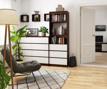 CLAUDY60 Regál: Elegantné spojenie wenge a bielej  Predstavujeme CLAUDY60 – regál, ktorý kombinuje temné tóny wenge s čistotou bielej farby. Tento nábytkový kúsok je ideálny pre moderné obývacie izby, kancelárie i pracovne, kde zohráva dôležitú úlohu ako dizajn, tak praktickosť.   Materiál: LTD - garantuje dlhú životnosť a odolnosť. Rozmery: 180 x 60 x 35 cm – ideálny rozmer pre efektívne využitie priestoru. Farba: Hlboké wenge doplnené sviežou bielou – dokonalý kontrast pre váš interiér. Vybavenie: 3 praktické zásuvky a 3 priestranné police na usporiadanie vašich kníh a predmetov.   Regál CLAUDY60 ponúka nielen premyslené úložné riešenie, ale aj estetický dizajn, ktorý pridá vášmu priestoru nádych modernej elegancie. Spájajte užitočné s krásnym s naším CLAUDY60 regálom.