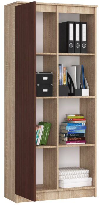 KATHRINE80: Elegantná kombinácia duba Sonoma a wenge v jednom regáli Premýšľate nad novým štýlovým kúskom nábytku pre vašu obývaciu izbu alebo kanceláriu? KATHRINE80, moderná knižnica vyrobená z kvalitného materiálu LTD, je tým pravým riešením. Jej dizajn kombinuje teplé tóny duba Sonoma s hlbokým a elegantným odtieňom wenge, čo jej dodáva jedinečný vzhľad. S rozmermi 180 x 80 x 35 cm a celkom 8 policami< /strong>, z toho časť s plnými dvierkami, ponúka tento regál množstvo úložného priestoru pre vaše knihy, dokumenty a dekorácie. Je ideálny nielen pre veľké miestnosti, ale aj pre menšie priestory, kde chcete maximalizovať svoje možnosti skladovania.  Materiál: LTD Farba: < strong>dub Sonoma + wenge Vybavenie: plné dvierka (skrinka) a 8 políc Rozmer: 180 x 80 x 35 cm  Regál KATHRINE80 je nielen praktickým riešením pre uskladnenie vašich vecí, ale aj skvelým dizajnovým doplnkom, ktorý prinesie do vášho interiéru svieži a moderný nádych .